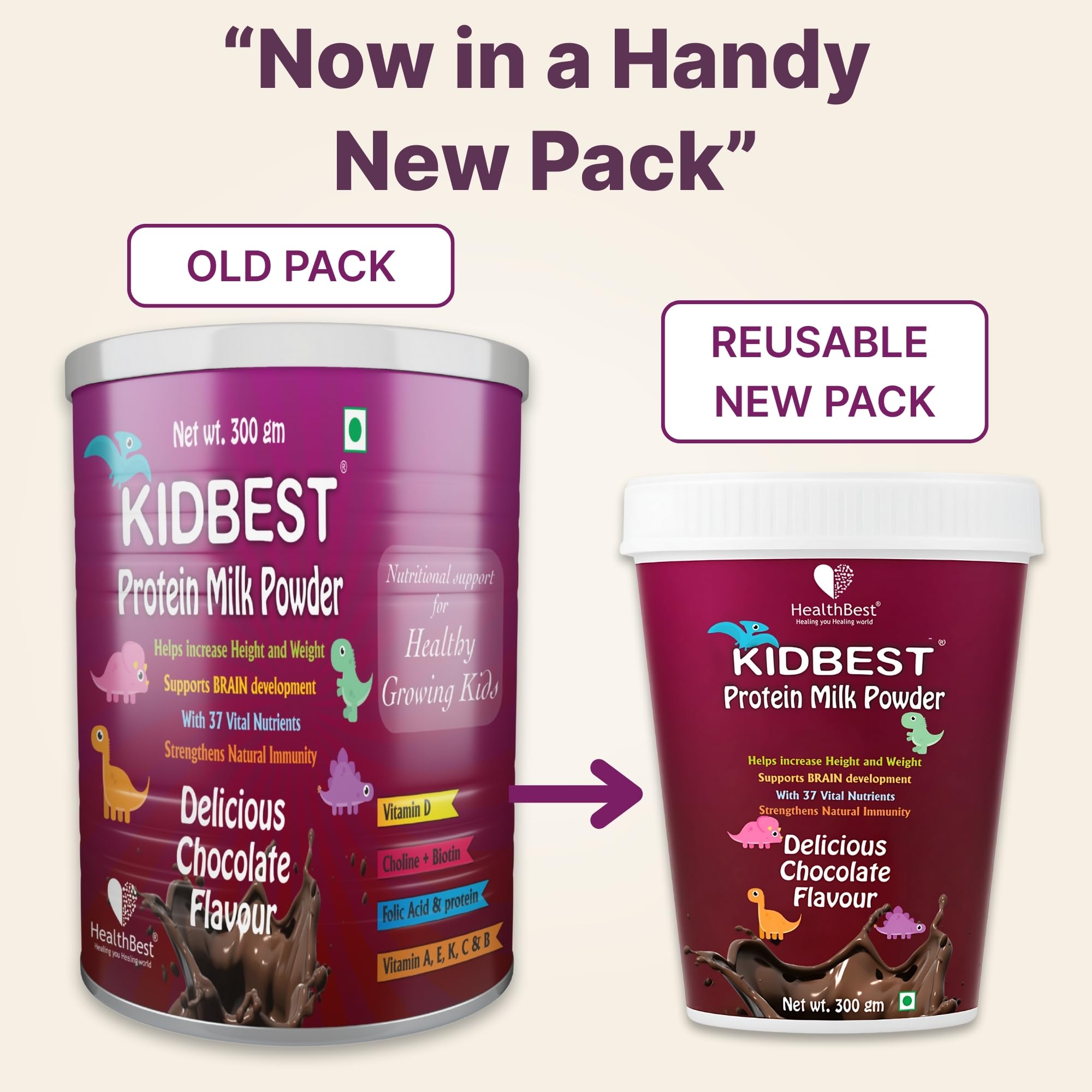 HealthBest Kids Protein Milk Powder | Healthy Growing | Chocolate Flavor - 300gm 4