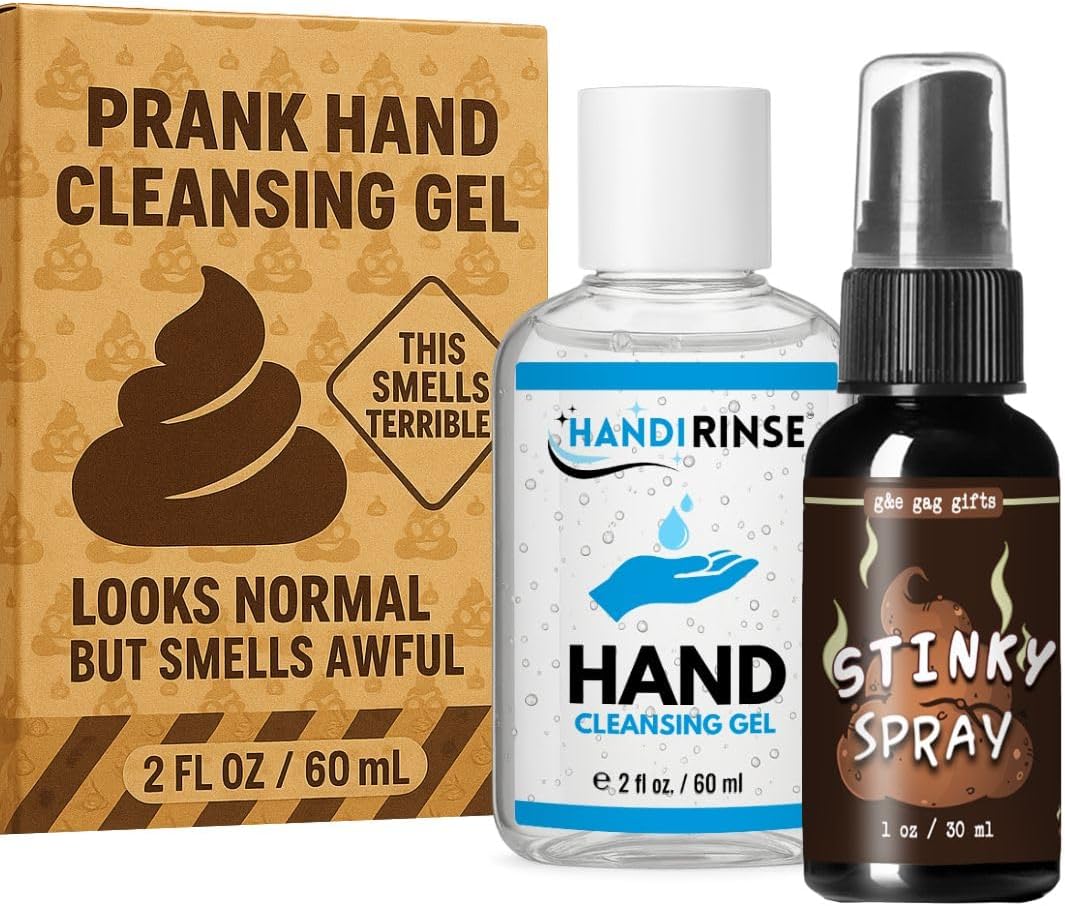 Stinky Hand Cleansing Gel & Fart Spray Combo โ Hilarious Gag Gift Set, Looks Real but Smells Disgusting โ Perfect for Office Pranks, White Elephant, and April Fools