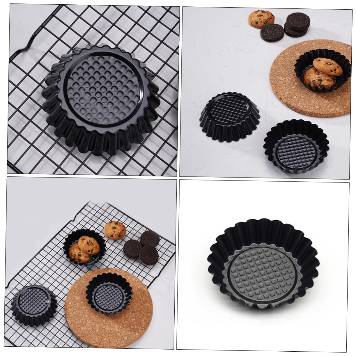Molde para Tartaletas de Huevo de 12 Piezas, Acero al Carbono Negro | Antiadherente, Conserva la Forma al Desmoldar, para Repostería y Cocción al Vapor