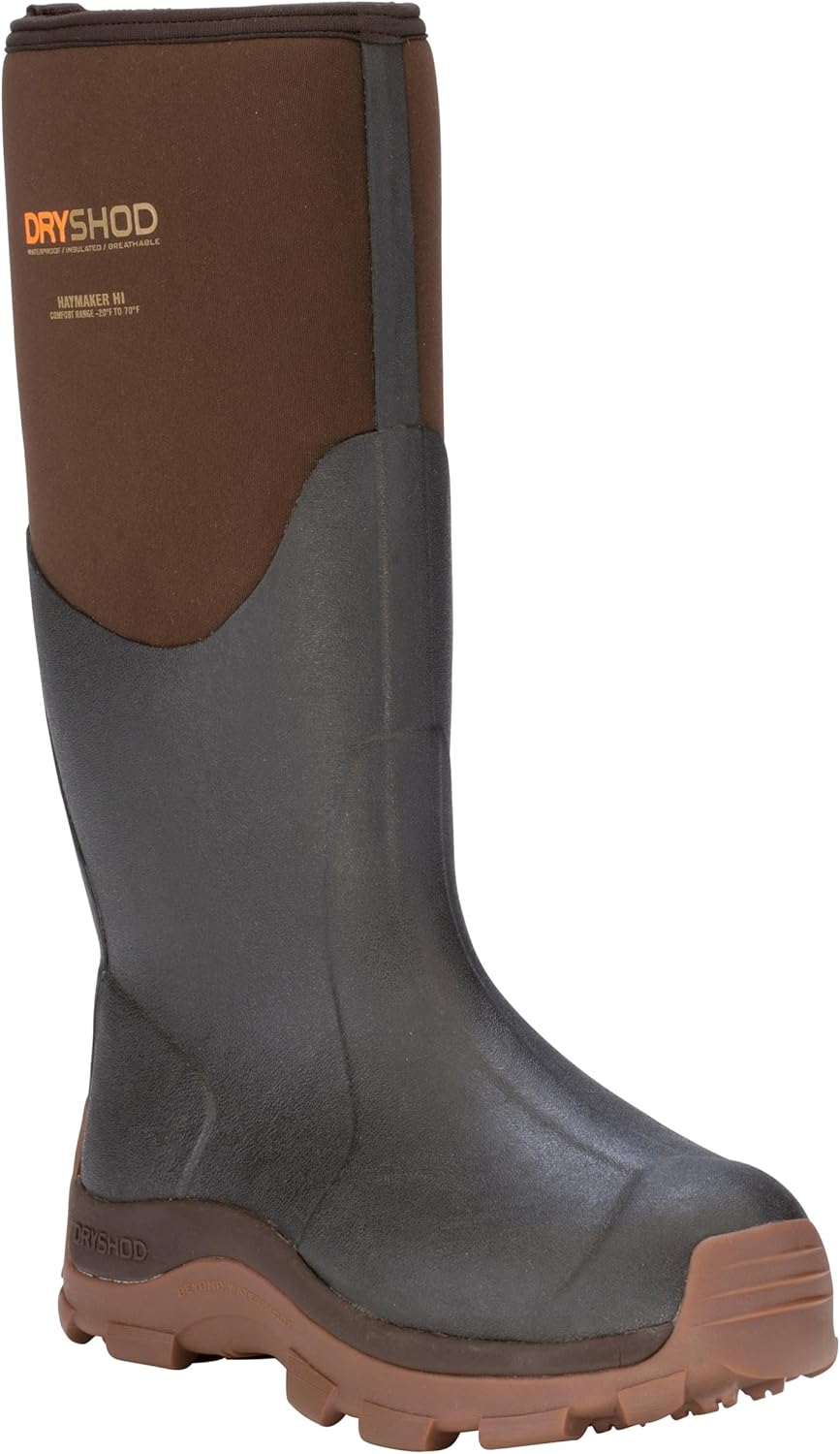 Dryshod Mens Haymaker Hi Hard Working Boots|Rubber | Waterproof | Brown | Pull On |HAY-MH-BR - Image 5