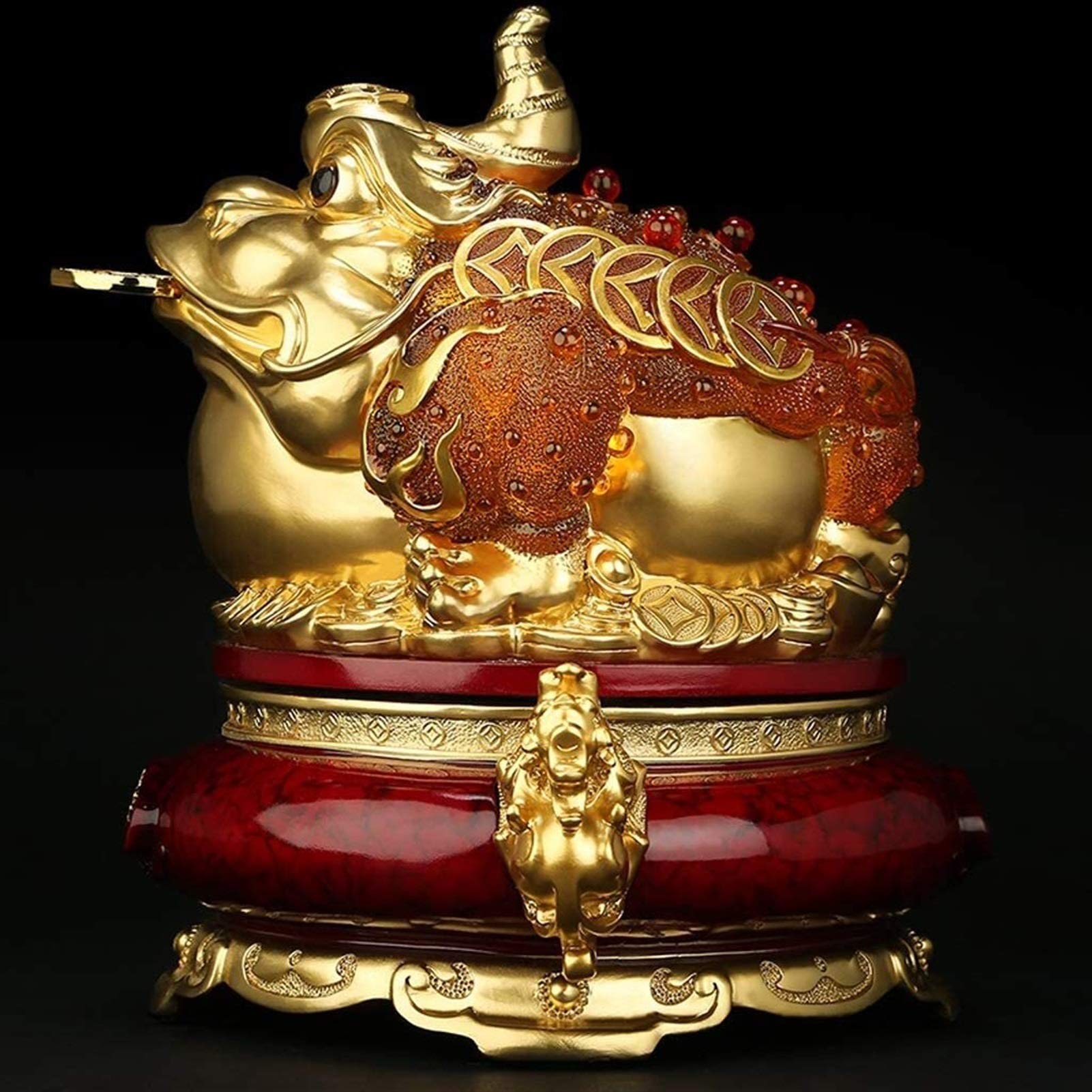 Figurina di rospo d'oro feng shui toad, Money Frog Coin Toad Prosperity Desktop Collection Sculpture Shop Opening Gifts