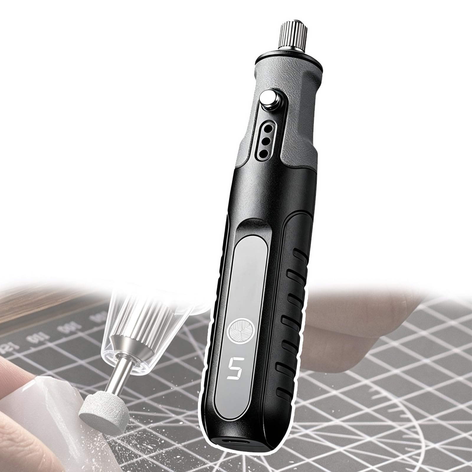 Penna Utensile Rotativo Senza Cavo, Schermo Digitale 5 velocità | Serraggio 0,5–3,2 mm, per Intaglio Giada, Modellismo DIY