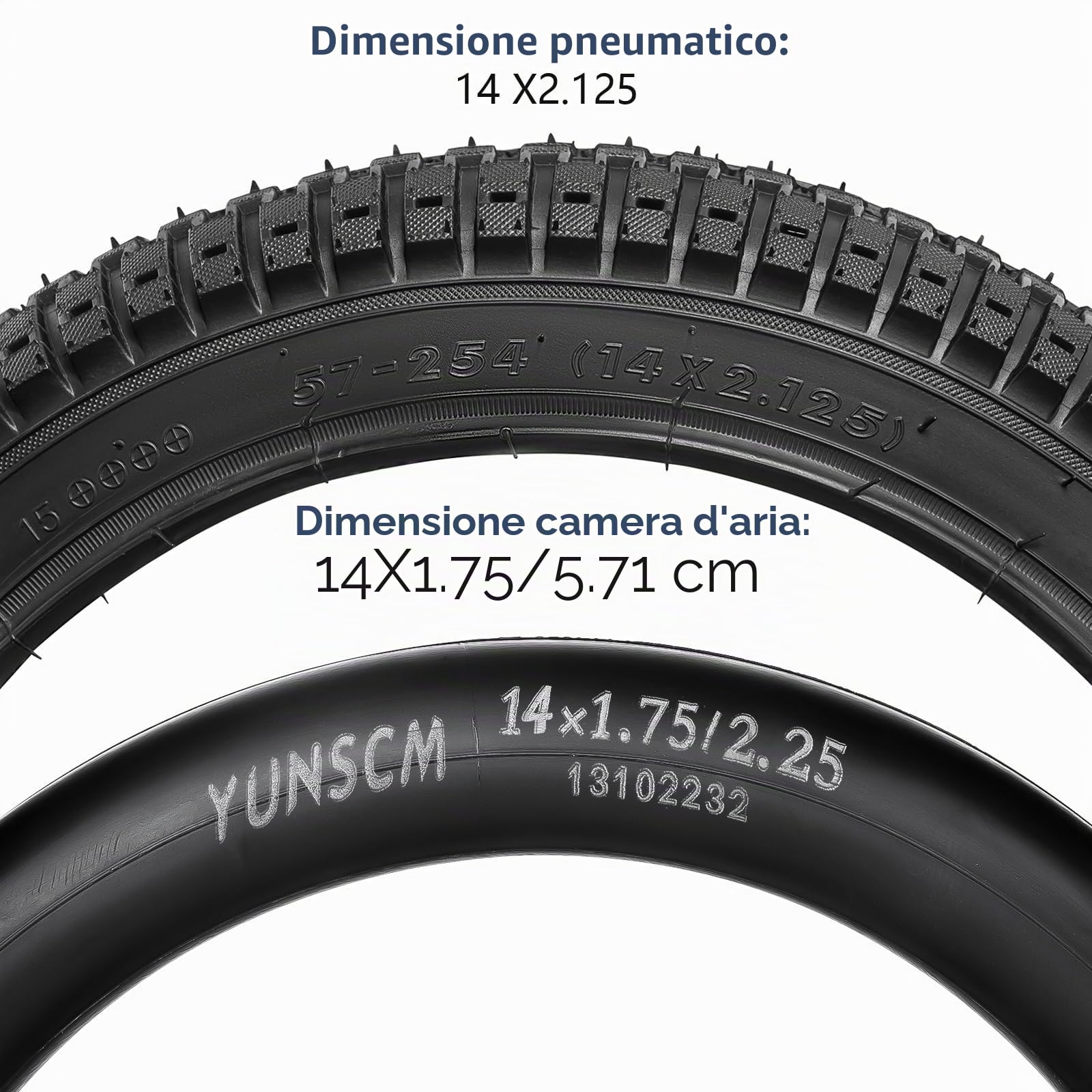 YunSCM 2Pcs pieghevole 14 Pollici Pneumatici 14X1.95 ETRTO 50-254 e 14 Pollici Camera d' Aria AV32mm Compatibile Biciclette da città, bici da strada, biciclette per bambini 14X1.95 14x2.0 Pneumatici