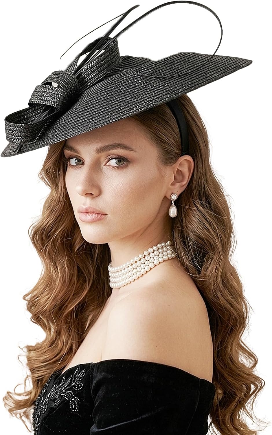 FADVES Fascinators Pillbox Hat Wedding Women Straw Fedora Vintage Sinamay Base Hats