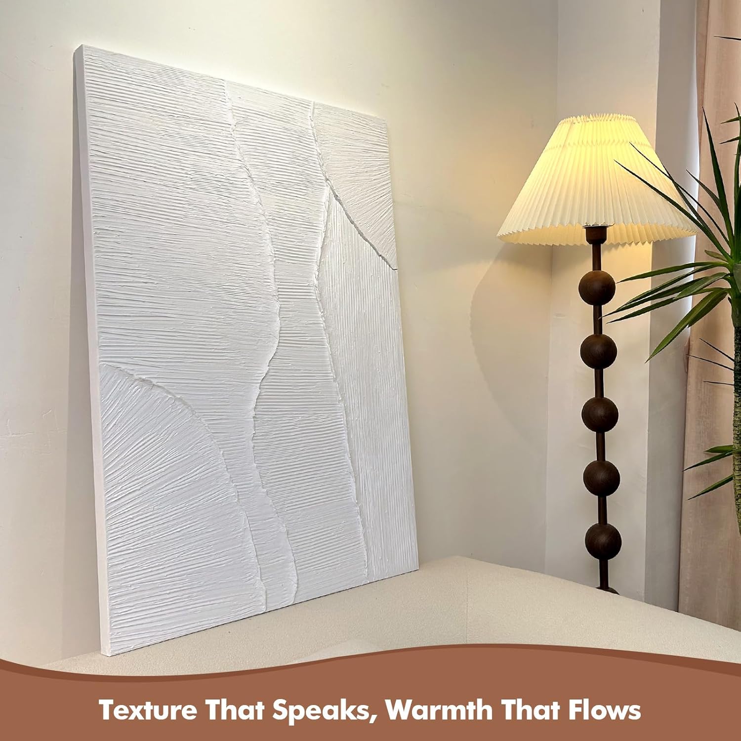 JUHOME Large Abstract Modern Wall Art Hand-Painted, Ocean Wave Canvas Abstract Wall Decor Painting with Textured, 24x36 in Handmade Artwork for Living Room, Office, Bedroom Decor