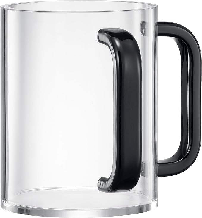 Khen Lucite Washing Cup with Gold Handles | Acrylic Handwashing Vessel | Modern Clear Mug Luxury Bathroom Sink Accessory | Decorative Stylish Household Essential | Elegant Plastic Jug