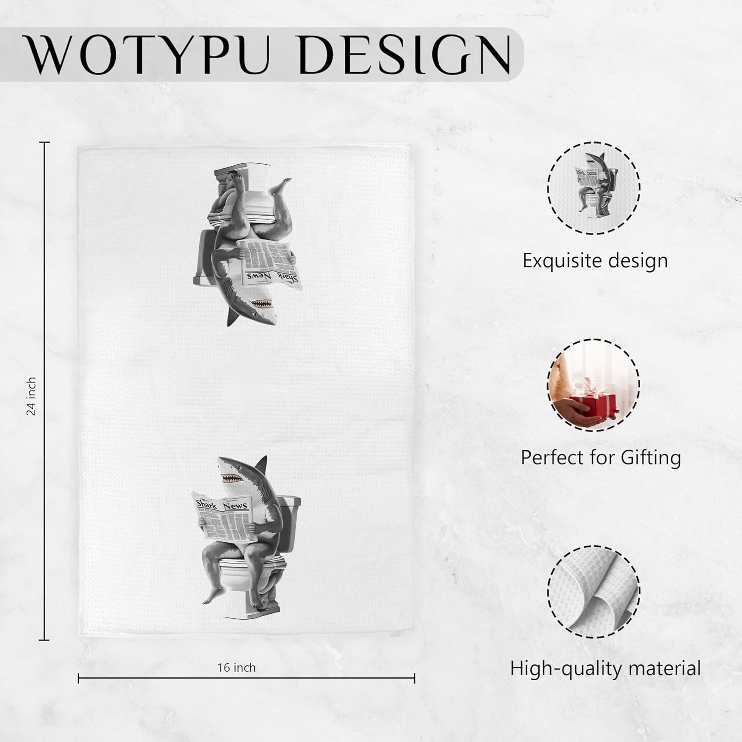 Shark Gifts Hand Towels for Bathroom, Shark Lover Gifts, Whale Sharks Gifts Decorative Hand Towels for Kids Guest Bathroom Washroom Power Room Vanity Half Bath, 16X24 Inch - Image 6