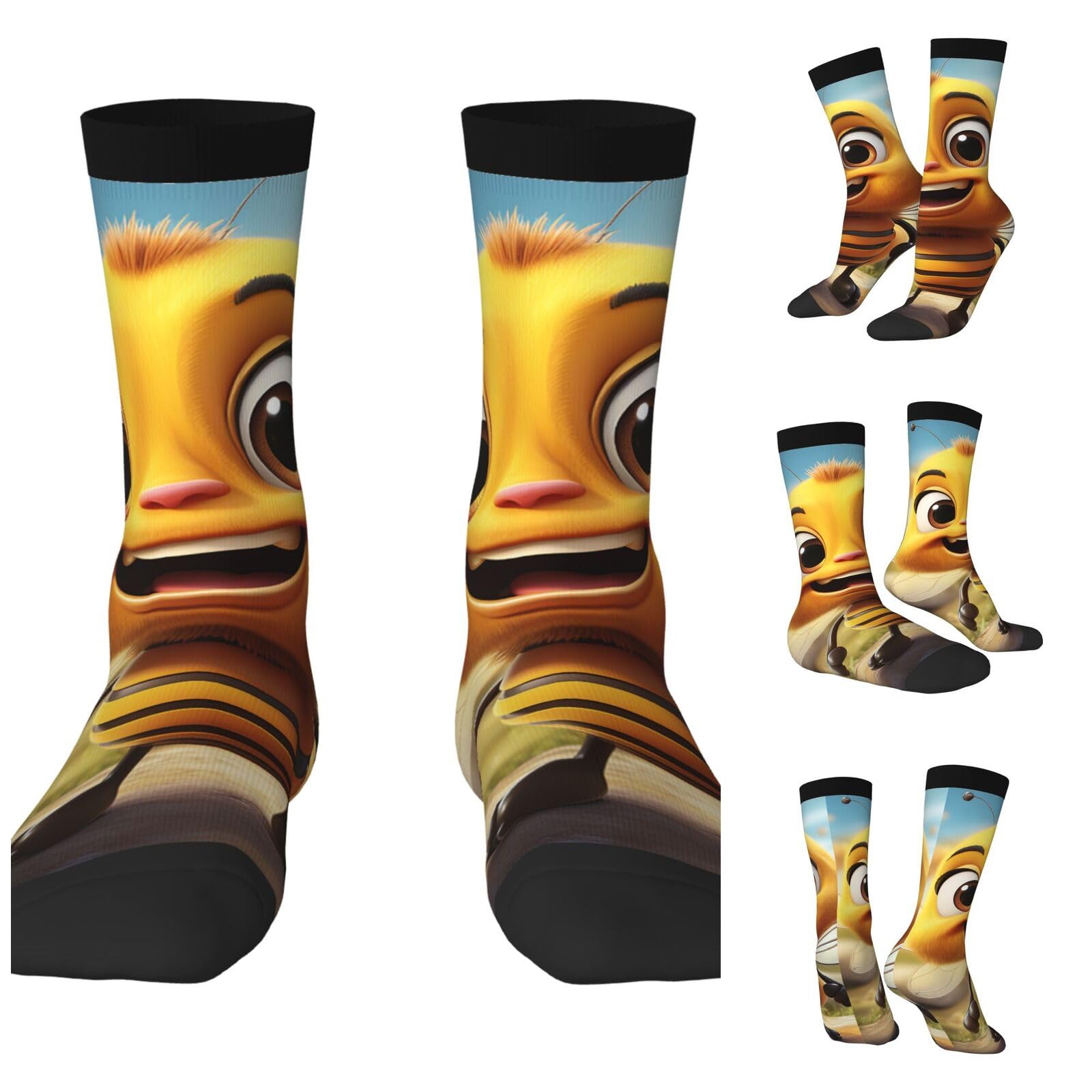 LZQPOEAS Bee Athletic Socks Unisex Cushioned Crew Socks Hiking Running Calf Sock Soft Above Ankle Sock