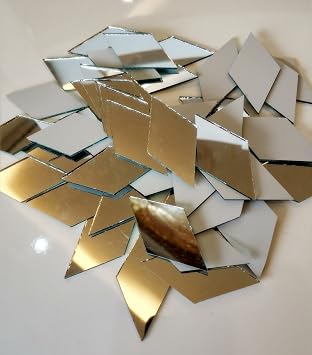 Set of 100pcs RUIXUAN Diamond Shape Mosaic Tiles Mirror Glass Home Decoration Crafts DIY Accessory 1x2inch