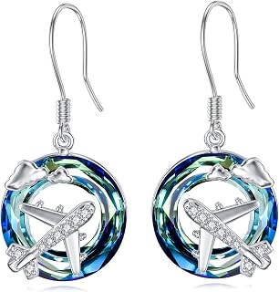 Airplane Earrings Sterling Silver Travel Airplane Dangle Earrings Airplane Jewelry for Women Pilot Aviation Lovers