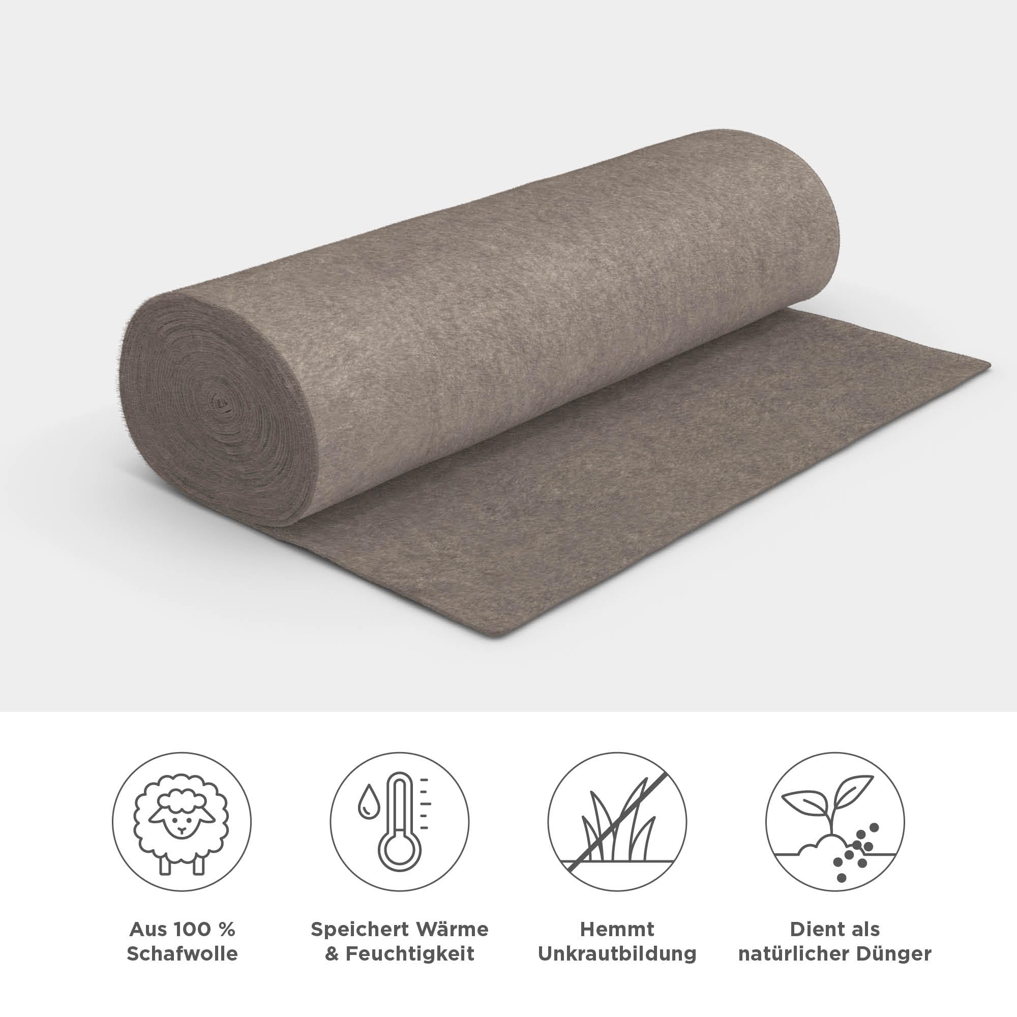 blizz-z Mulchmatte Unkrautvlies Filzmatte B: 1,20 m x L: 20 m (1 Rolle) | Stärke 250g/m² - Unkrautschutz Kälteschutzmatte für Gartenpflege - aus Schafswolle 100% biologisch abbaubar - Made in EU