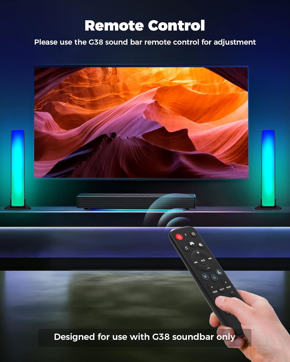 MEREDO Light Bars Specifically Designed for The G38 3.1CH Soundbar, Syncs with Music Rhythm, Multiple Color Options, Versatile Placement (Upright or Wall-Mounted), Perfect for PC Gaming, Home Theater