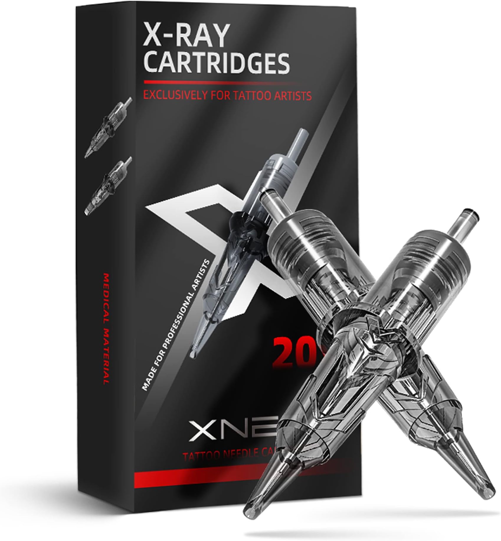 XNETX-RAY #12 Standard 3RL Tattoo Cartridges 20pcs Disposable 0.35mm 3 Round Liner Needles for Professional Tattoo Artists Permanent Makeup Tattoo Supplies