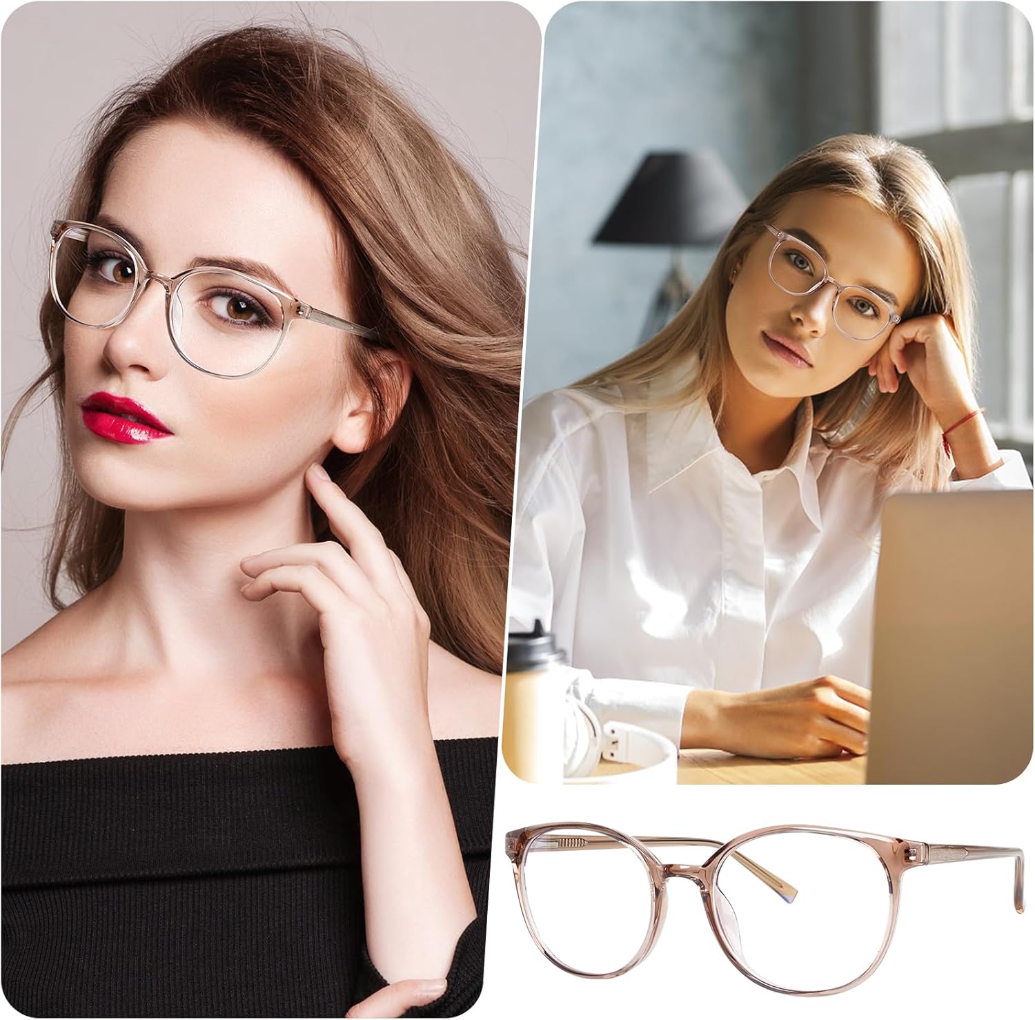 Blue Light Blocking Glasses Women Men Computer Glasses,TR90 Stylish Round Anti Blue Light Eyeglasses with Anti Eyestrain for Gaming & Reading - Image 4