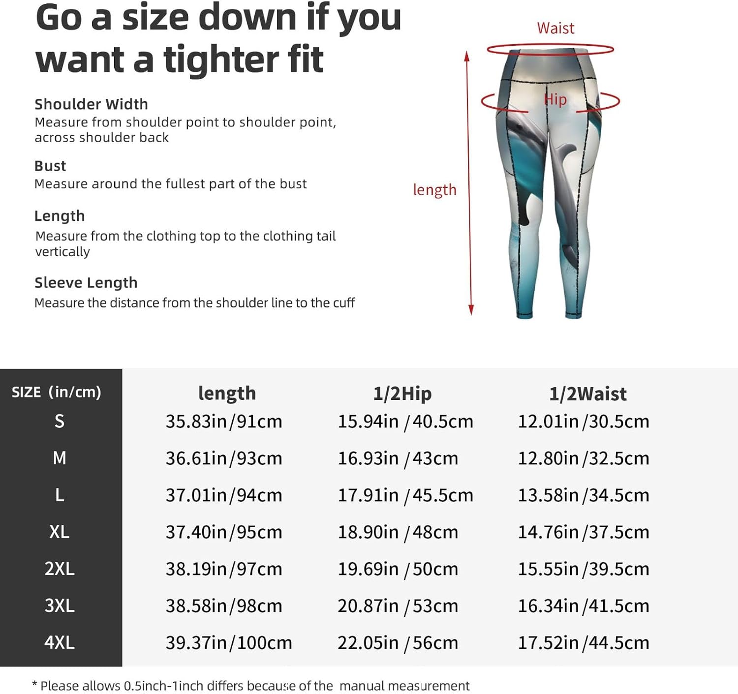 Funny Dolphin Looking At You Print Leggings with Pockets,High Waist Tummy Control Pants, Workout Sets for Women