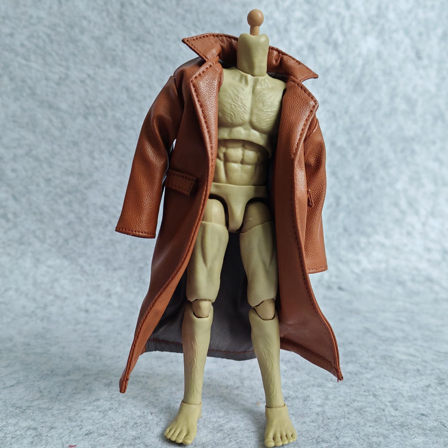 1/12 Scale Clothes Wired Faux Leather Windbreak Coat for 1:12 6inch Action Figure Doll (Brown)