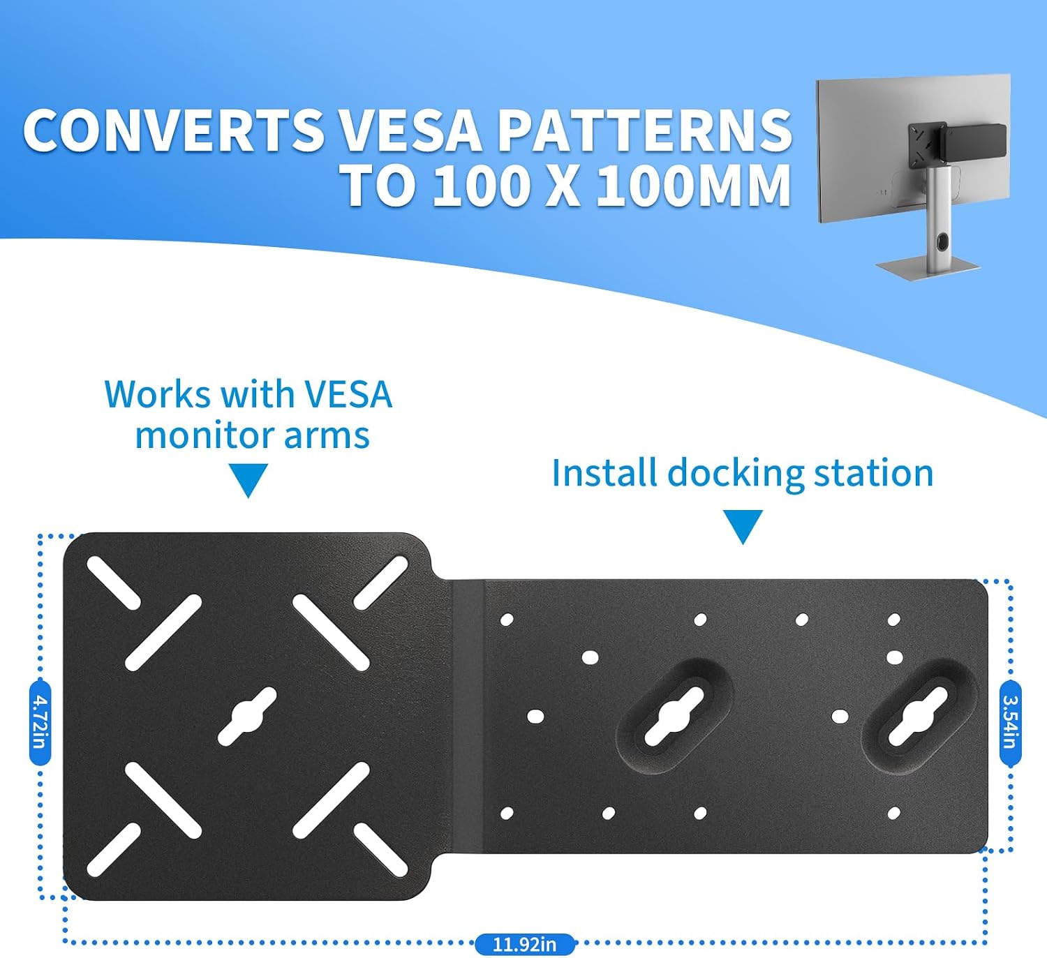 Metal VESA Mount Plate for Dell WD25 SD25 Series Dock | Sturdy Docking Station Holder, Compatible with UD22 WD19 WD19S WD22TB4 WD19TBS, Under Desk/Monitor Back Mount