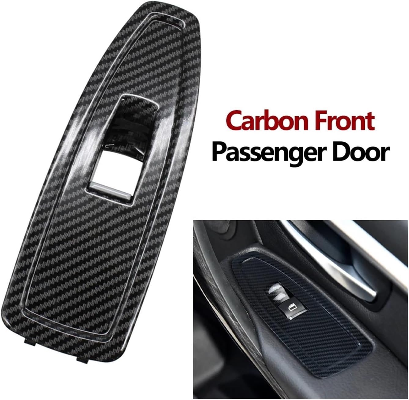 Car Interior Door Carbon Fiber Beige Black Window Regulator Switch Panel Cover Trim Compatible 1 3 4 Series F20 F30 F31 F34 F35(Color:Passenger Door)