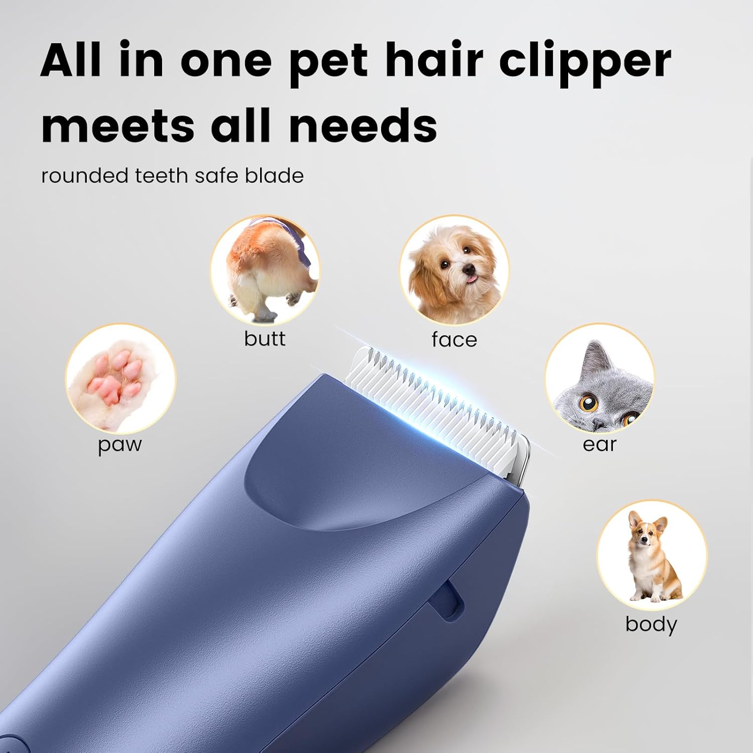 Dog Clippers Pet Grooming Kit, Low Noise Dog Hair Trimmer for Grooming Cordless Pet Shaver with LED Light for Dogs Cats Animals - Image 6