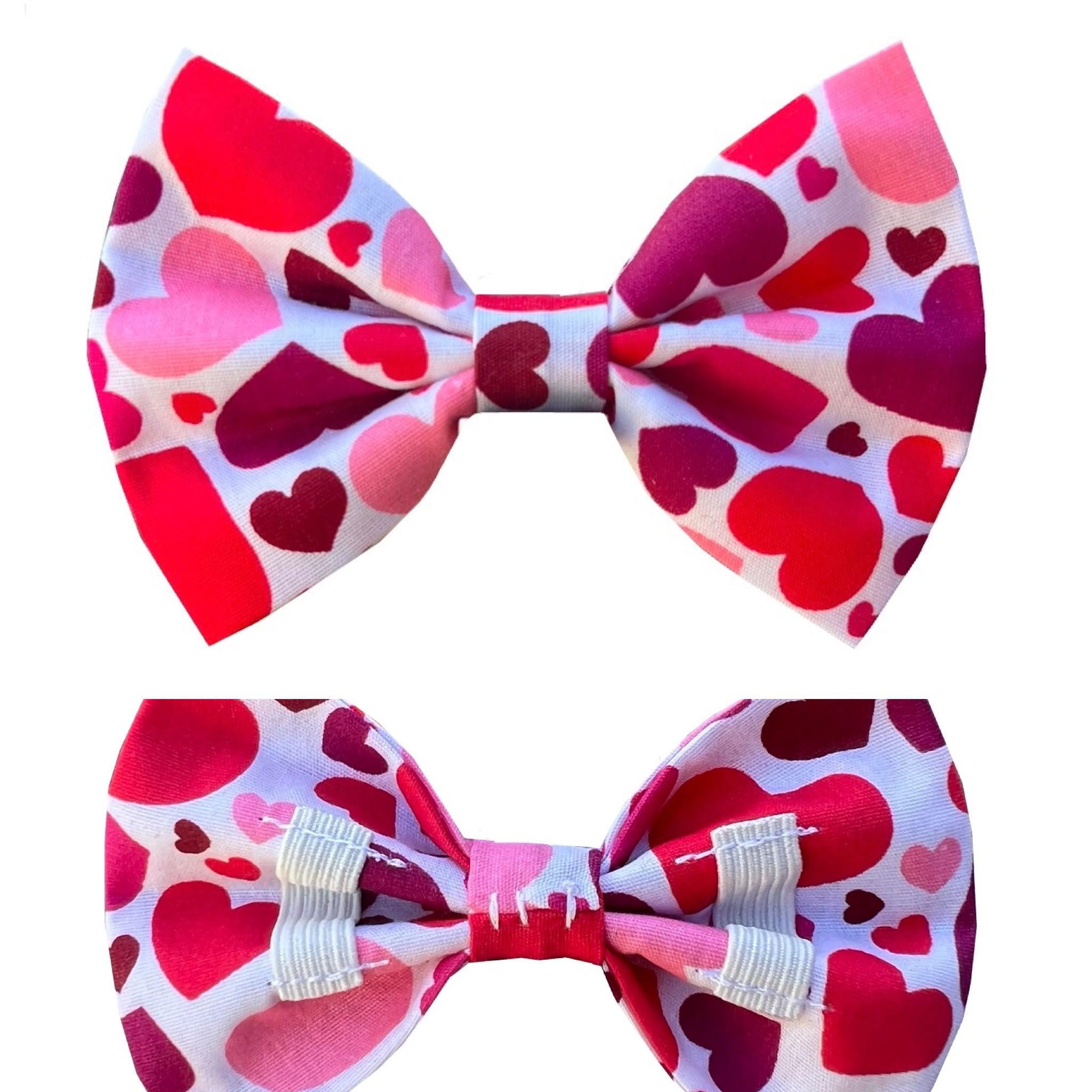 New Dogs Bow Tie Valentine's Day Multi red LOVE Elastic Band attach COLLAR ACCESSORY UK (M), orange - Image 2
