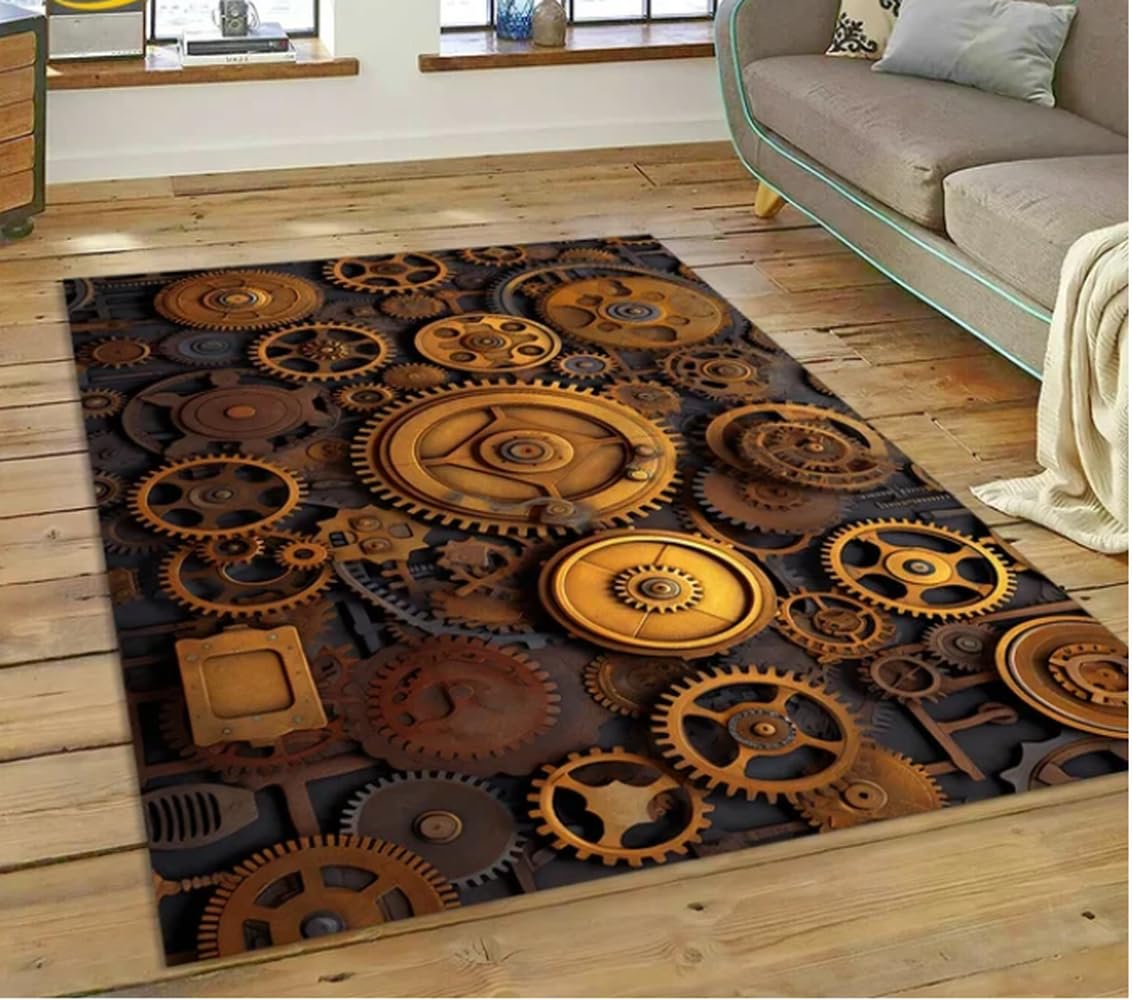 Tapis engrenages mécanique 120x180cm antidérapant pour salon et chambre