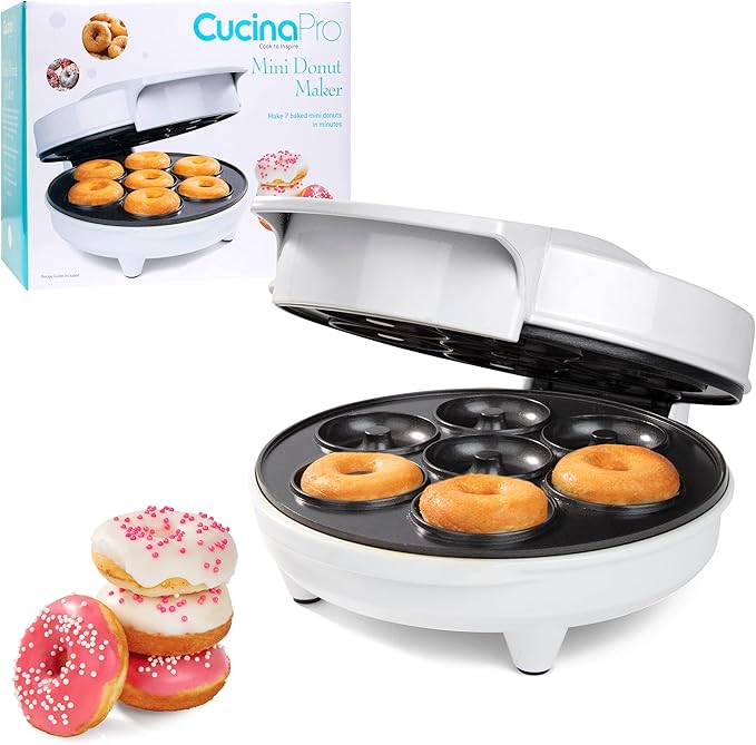 Mini Donut Maker Electric NonStick Surface Makes 7 Small