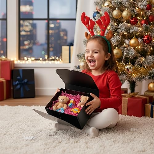 Miniatura 6 de ZSZMFH 15 cajas de regalo con tapas, cajas de regalo negras de 12 x 8 x 4 pulgadas con cinta, caja de propuesta de dama de honor, caja de regalo de