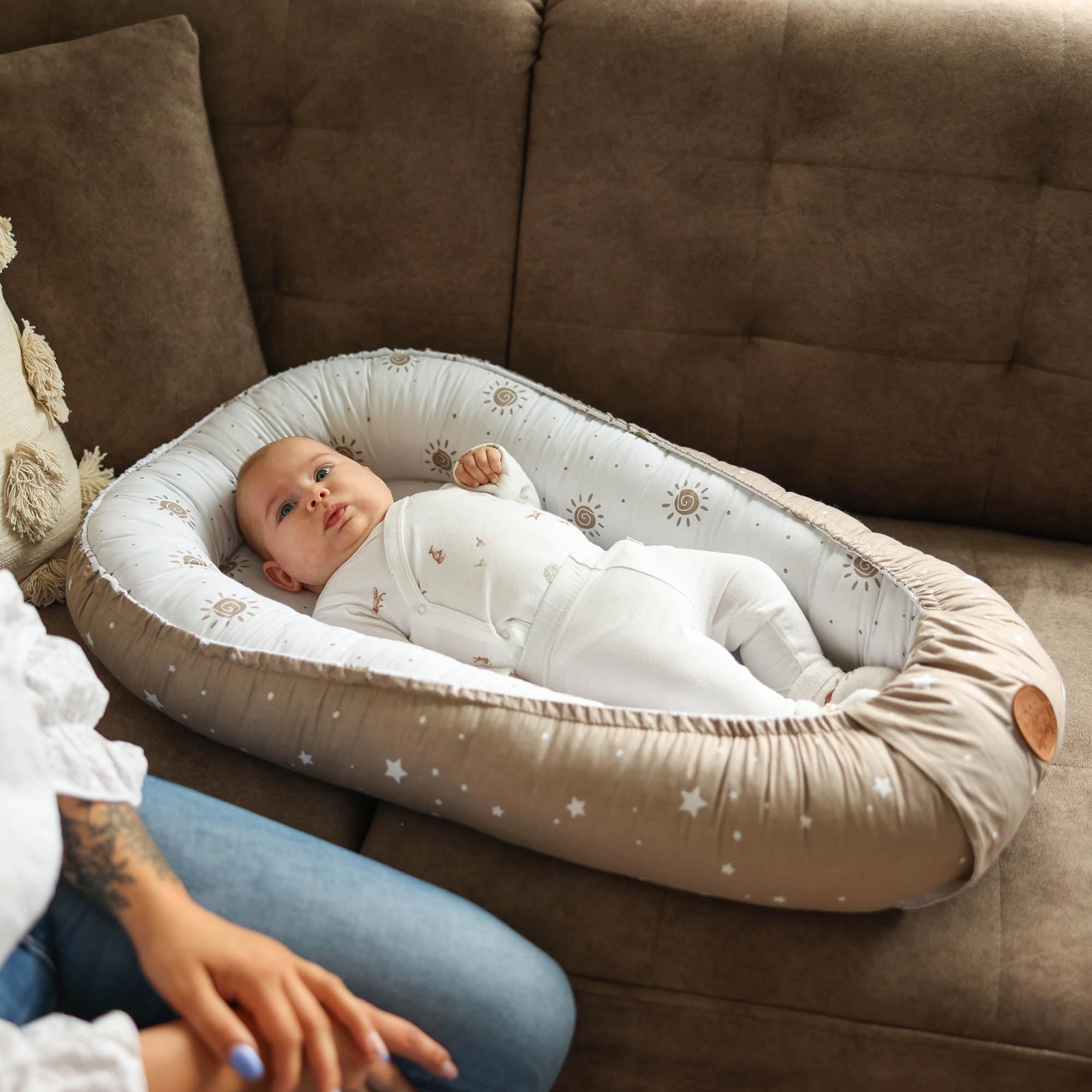 Babynest bozzolo neonato Cocoon 90 x 50 cm - Nido per Neonati riduttore lettino Fatto a Mano - Nido Coccola per Bambini coccolone in Cotone Solare