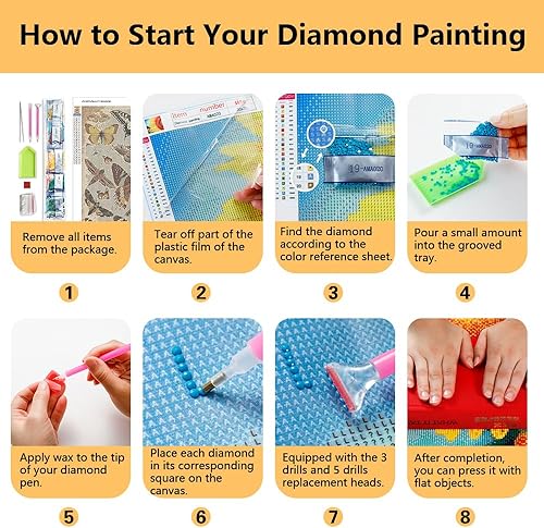 Miniatura 6 de TISHIRON Kits de arte de diamantes para adultos, mariposas y polillas, pintura de arte de diamante, papel antiguo, kits de arte de diamantes