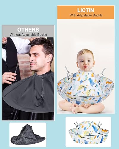 Miniatura 18 de Lictin Capas de corte de pelo para niños – Capa de corte de pelo para niños, impermeable, ajuste plegable, capa de paraguas de peluquería con 1 Verde