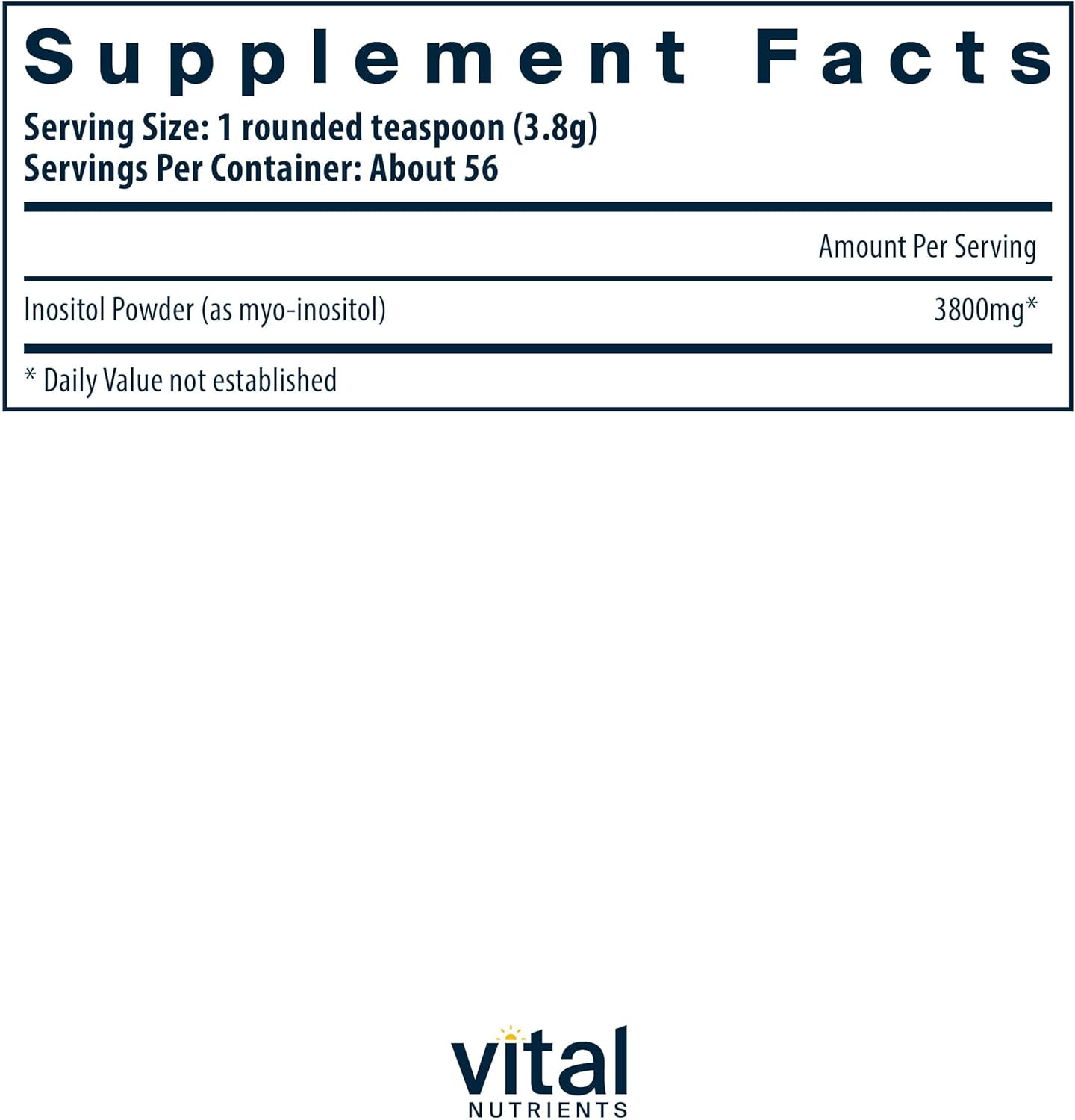 Vital Nutrients Inositol Powder - Myo Inositol Supplement for Women and Men - Supports Energy, Nervous System, Metabolism & Ovarian Function* - Vegan, Gluten, Dairy, Soy Free - 56 Servings