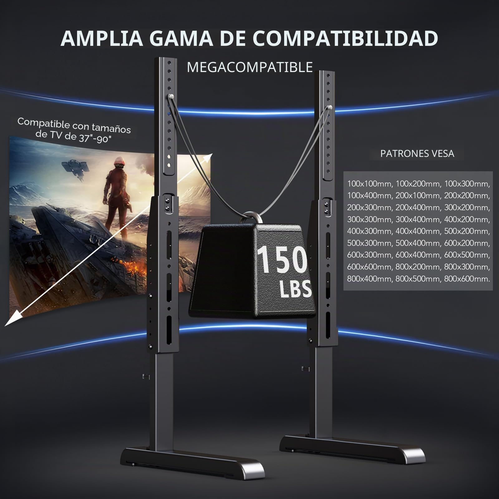 Soporte de televisión Universal reemplazo de Base de Soporte de televisión de Escritorio para la mayoría de televisores LED LCD de 37 a 86 Pulgadas, máximo VESA 800x600mm