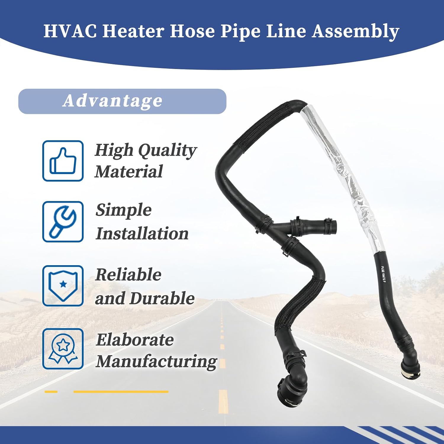 FL3Z18472F HVAC Heater Hose Pipe Line Assembly Fit for Ford F150 2015 2016 2017 3.5L | Engine Outlet Heater Hose w/Clamps Coolant Hose Heat Shield
