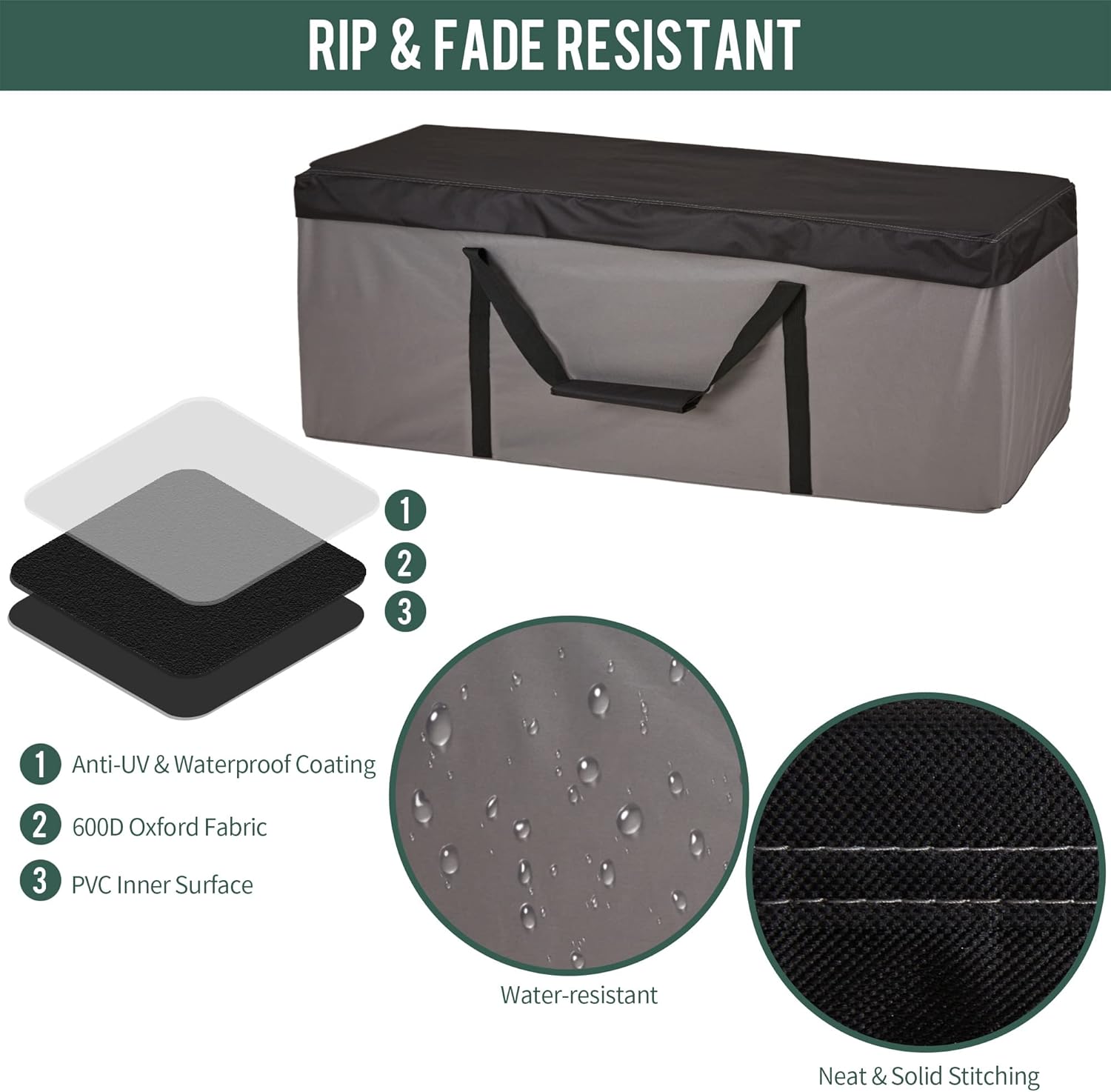 Rachmi 2 Pack Cushion Storage Bag (152 Gal x2) 60 Inch with Zipper & Padded Handle, Outdoor Oversized Heavy Duty 600D Water-Resistant Moving Bag, (60" Wx20 Dx29 H, Extra Large)