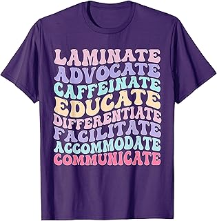 Sped Caffeinate Advocate Laminate Educate Teacher Groovy T-Shirt