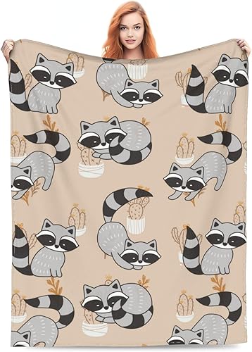 Miniatura 2 de Manta de franela con diseño de mapaches de dibujos animados, para niños, adolescentes y adultos, suave y cálida manta ligera para sofá, cama,