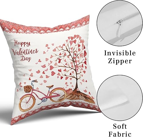 Miniatura 8 de Miaoquhe Juego de 2 fundas de almohada para el Día de San Valentín de 18 x 18 pulgadas fundas de almohada decorativas de algodón para camión globos