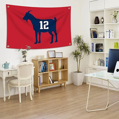 Miniatura 6 de Tom Brady #12 Bandera de cabra de 3 x 5 pies, divertido póster duradero de pared de cueva de hombre con 4 ojales de latón. Esta hermosa pancarta