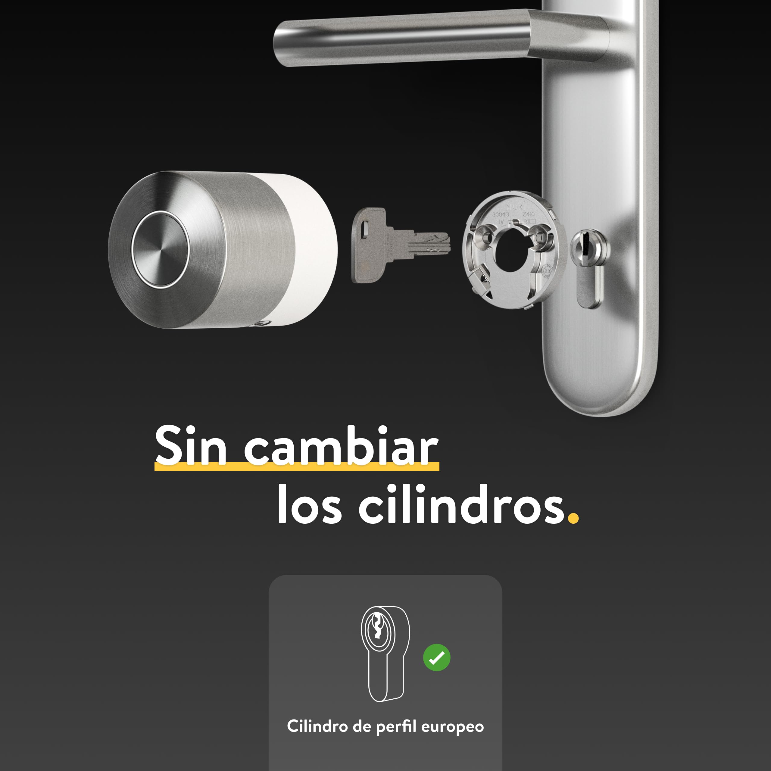 Nuki Smart Lock Pro con Bluetooth, WiFi & Matter, Integración sencilla en el Smart Home, Cerradura electrónica para cierre remoto, instalación fácil y adaptable sin cambio de cilindro