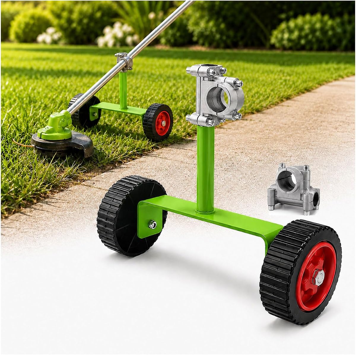 Adjustable Trimmer Support Wheels for Husqvarna 535RX Brush Cutter | Walk Behind Weed Eater Wheel Attachment for Straight Shaft Grass Cutters, Stable Rolling Support for Lawn Edging