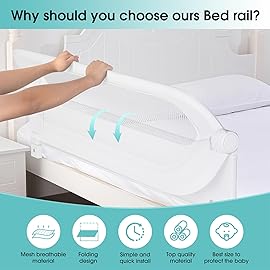 NUTIKAS Baby Bed Rail Guard for Toddlers - 70 Toddler Bed Rails for Twin, Full, Queen, King Bunk Size Bed Swing Down Bedrail Extral Tall Child Safety Side Railing Guards for Kids White