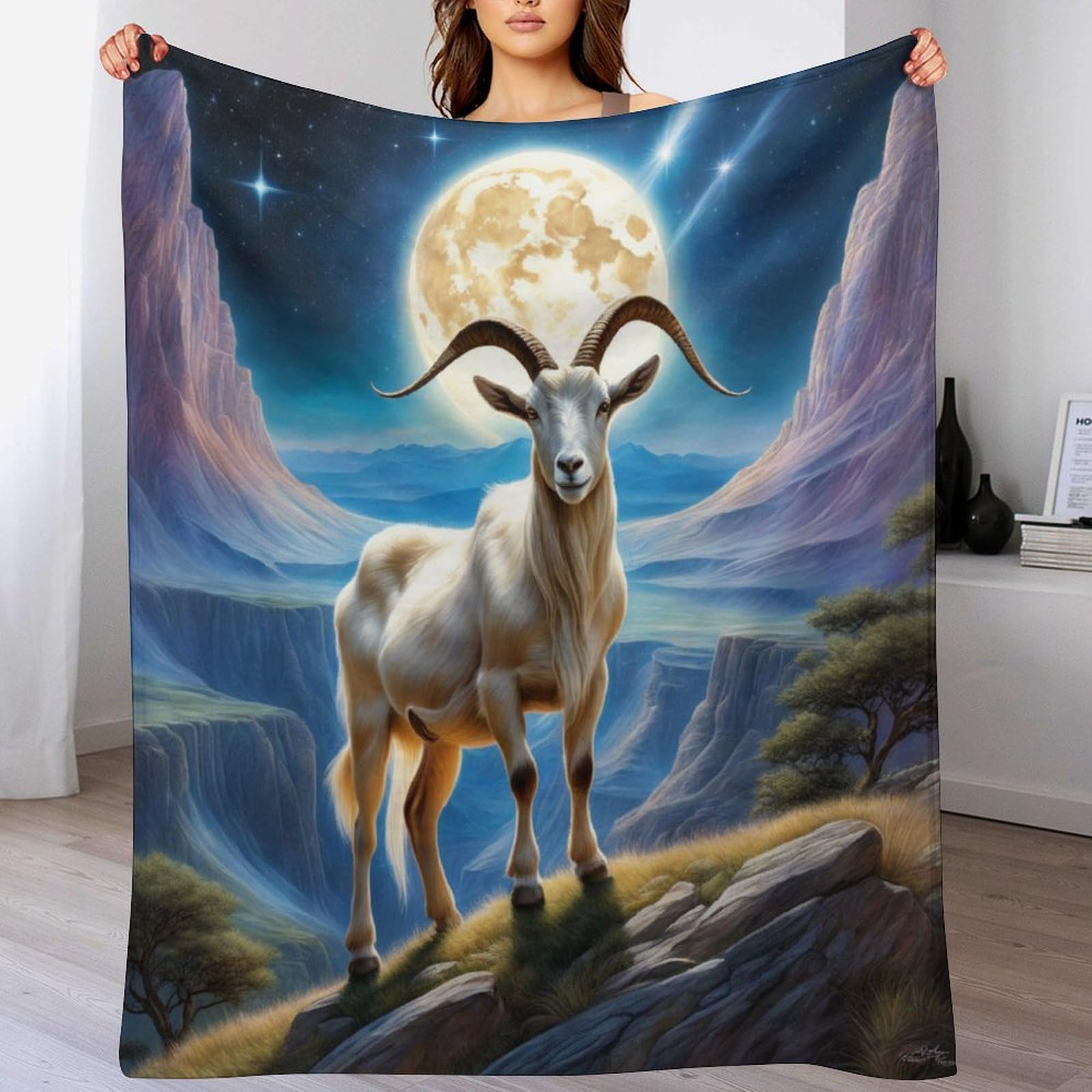 Manta de cabra de franela premium y felpa suave para dormitorio