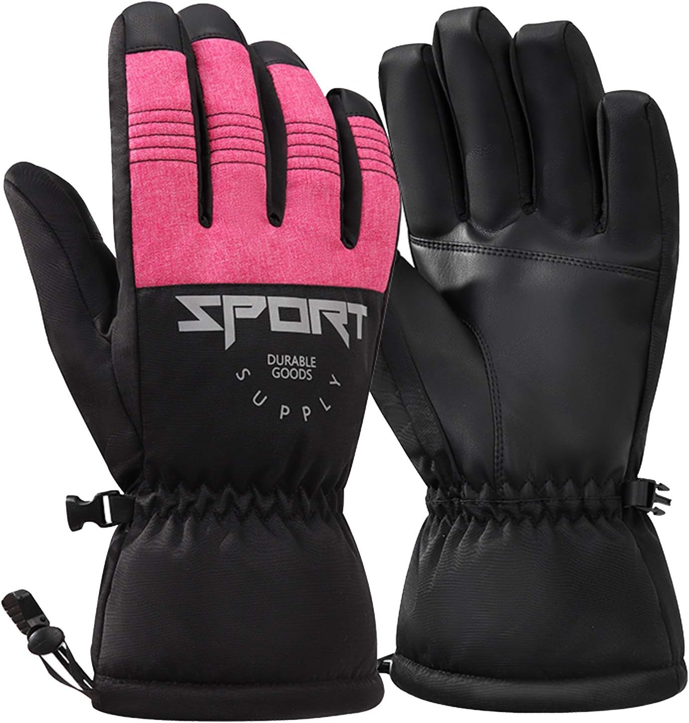 Gloves Unisex Winter Cycling Gloves Warm Touch Screen Anti-Slip Gloves (Color : Red, Size : M)