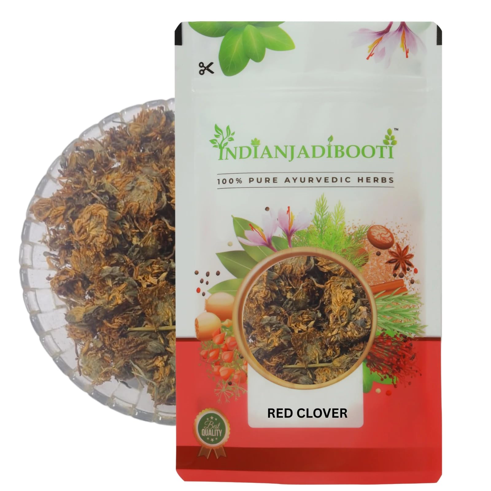 IndianJadiBooti Red Clover Flower Dried | Trifolium Pratense | Pure & Natural Good for Skin & Hair| Luxury Herbal Tea - 50g-image-1