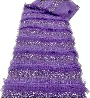 5 Yards Lace Fabric Ruffle Lace Mesh Beaded Sequins Lace Fringe Wedding Dress Dress Latin Dance Women's Fabrics(8)