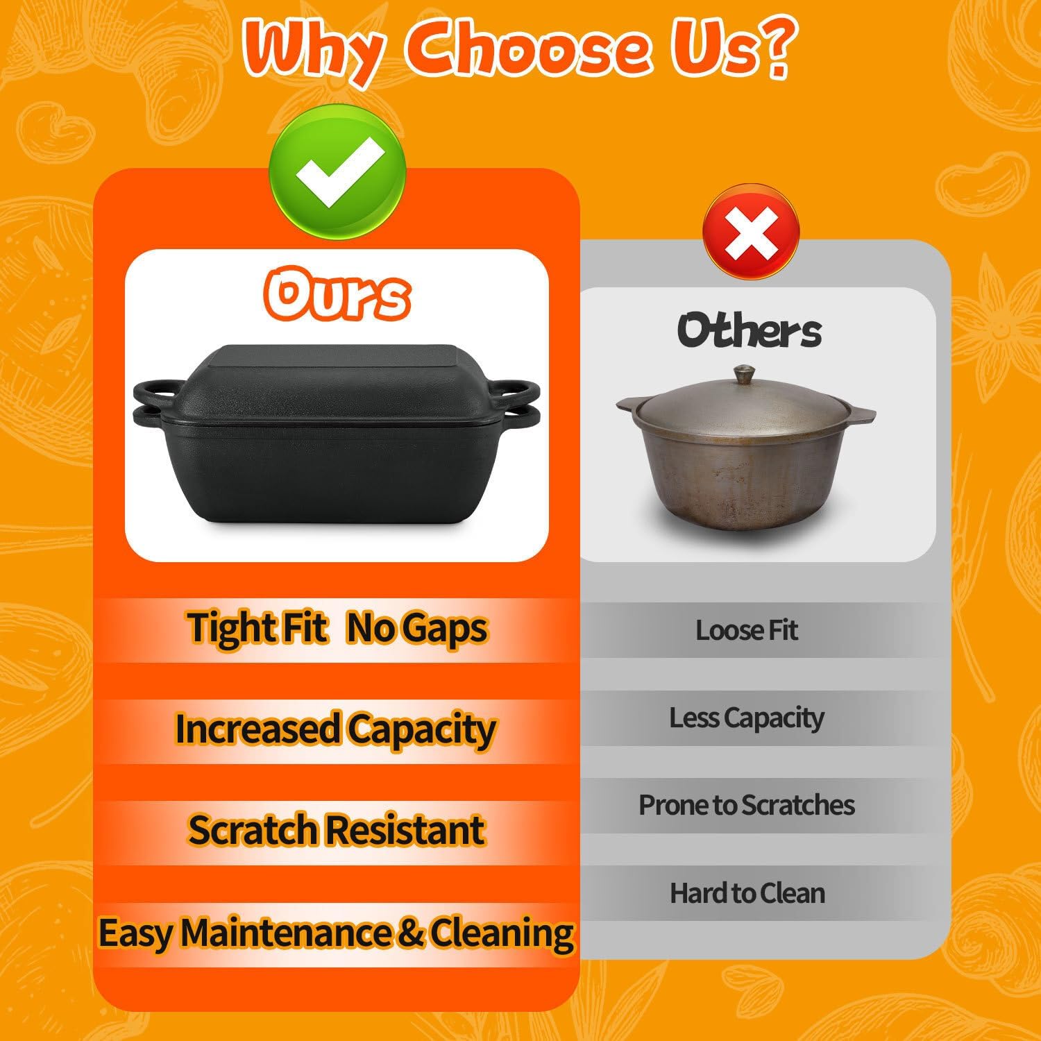 6.35 Qt Oval Cast Iron Dutch Oven for Bread Baking, Bread Baking Pan with Lid includes Bread Baking Supplies, Multi-Functional Sourdough Baking Kit for Frying and Braising - Image 8