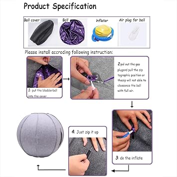 Sitting Ball Chair Cover for Office | Pilates Yoga Ball, Exercise Ball Solution, Dustproof Protective, With Handle