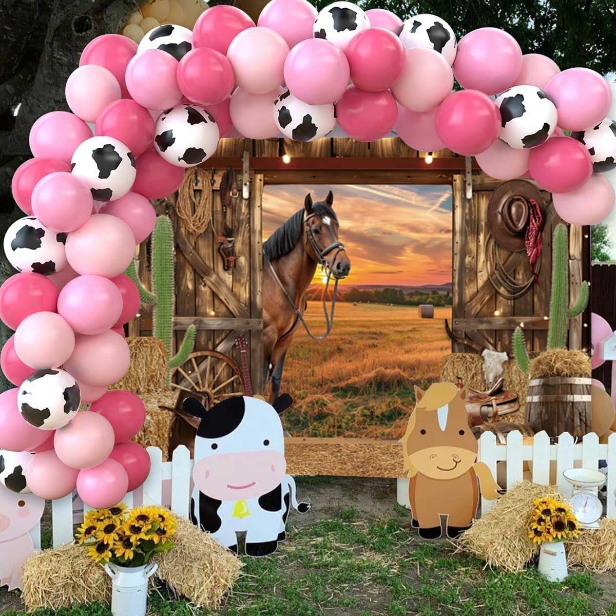 12x8ft Western Backdrop Barn Door Cowboy Backdrops for Photography Western Party Decorations Glitter Wild West Saloon Rodeo Background Large Banner Photo Booth Horse Theme Birthday Baby Shower