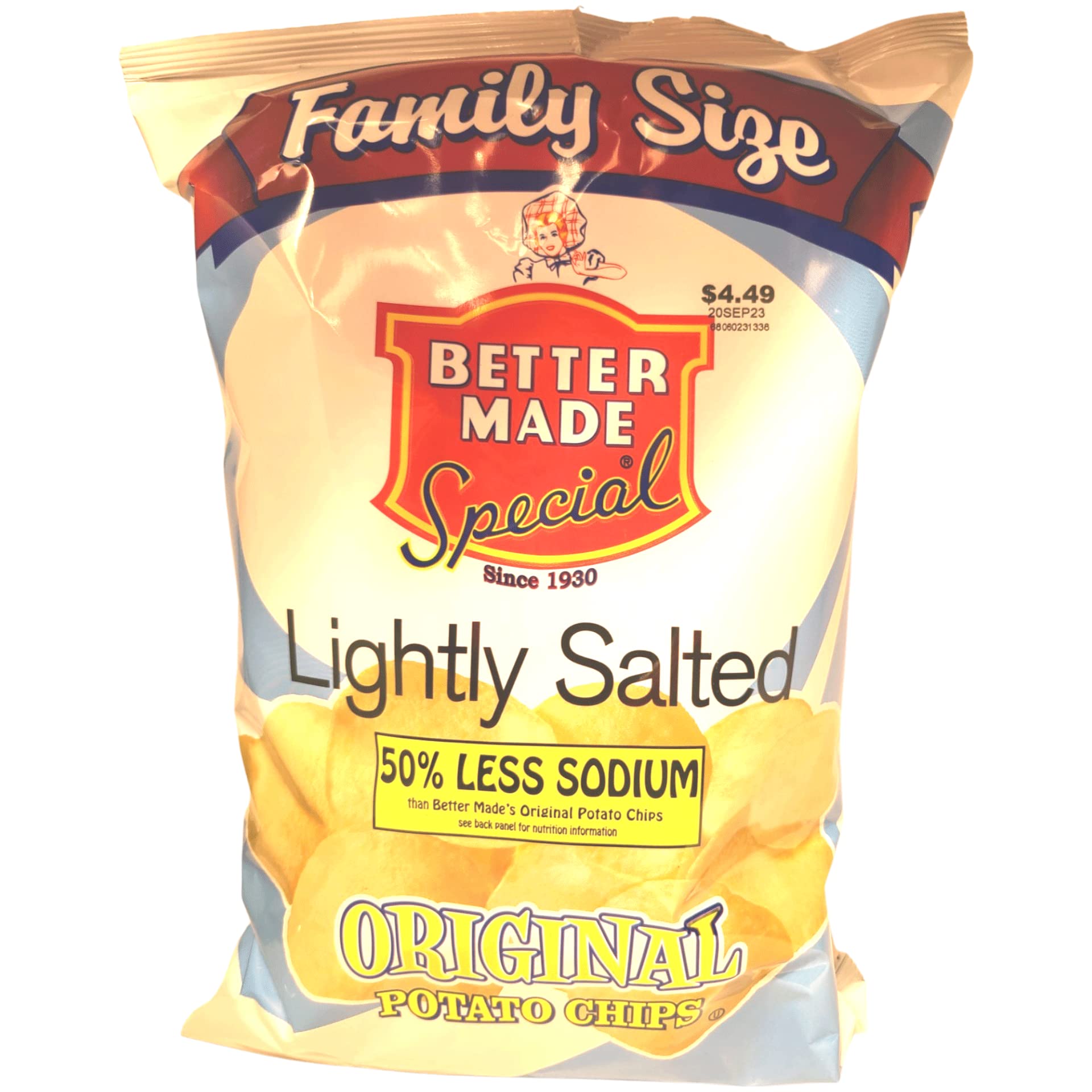 Better Made Family Size lightly salted original potato chips 8.5-ounce bag