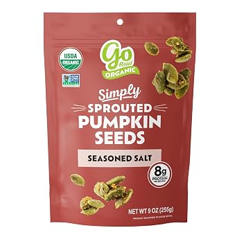Go Raw Organic Sprouted Pumpkin Seeds - Savory Seasoned Salted Pepita Snack | Keto, Non-GMO, Vegan, Gluten-Free, Kosher, Paleo, Protein-Packed Superfood, Healthy Snack for Adults & Kids, 9 oz Bag